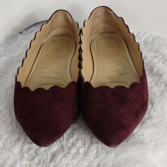 Adrienne Vittadini Wine Suede Leather Slipon Flats - Picture 2 of 7